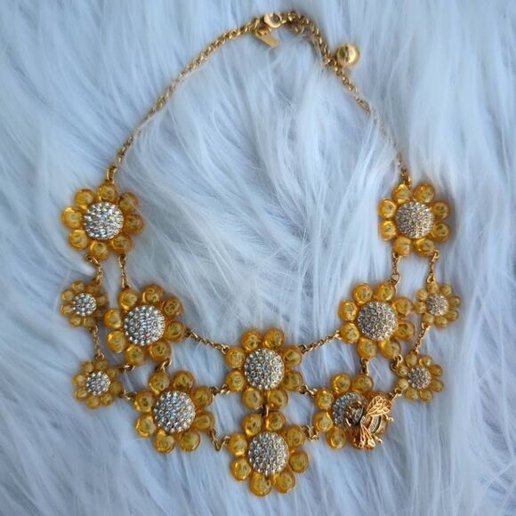 Kate Spade New York Honey Queen Bee Necklace Double Statement Bib - Picture 2 of 7